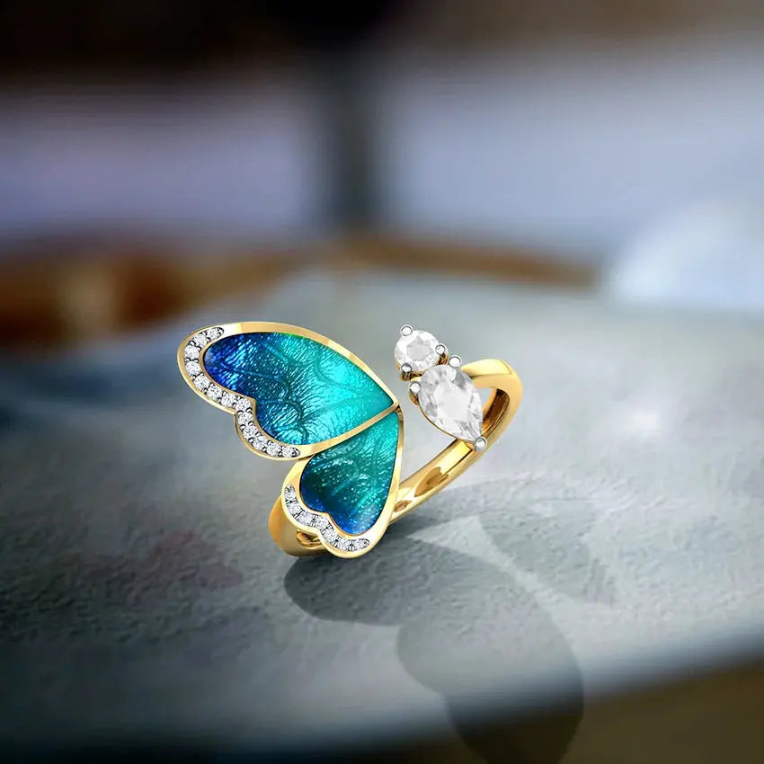 Bague Papillon Bleu Éclatant PawGami