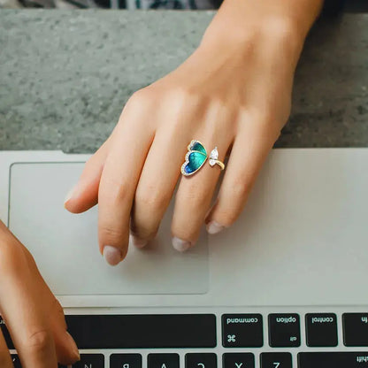 Bague Papillon Bleu Éclatant PawGami