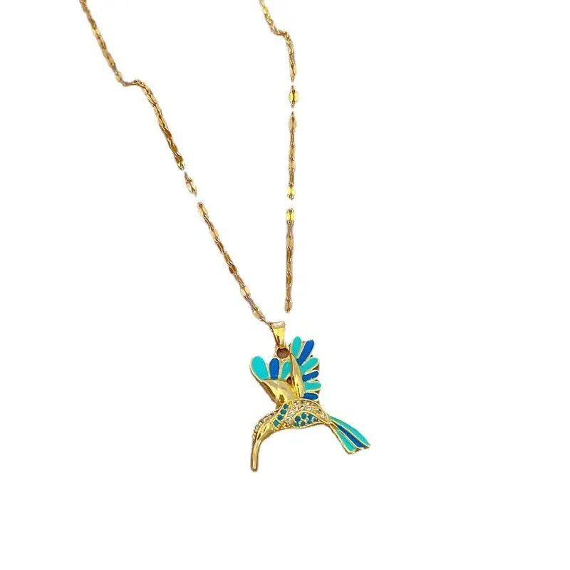 Collier Colibri Bleu Éclatant PawGami